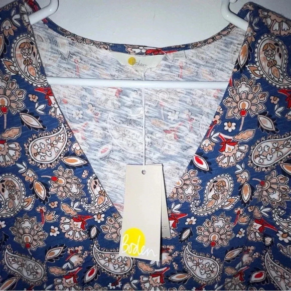 Boden Women’s V-Neck Jersey Mini Dress Vintage Paisley Size 12P NWT - Picture 5 of 7